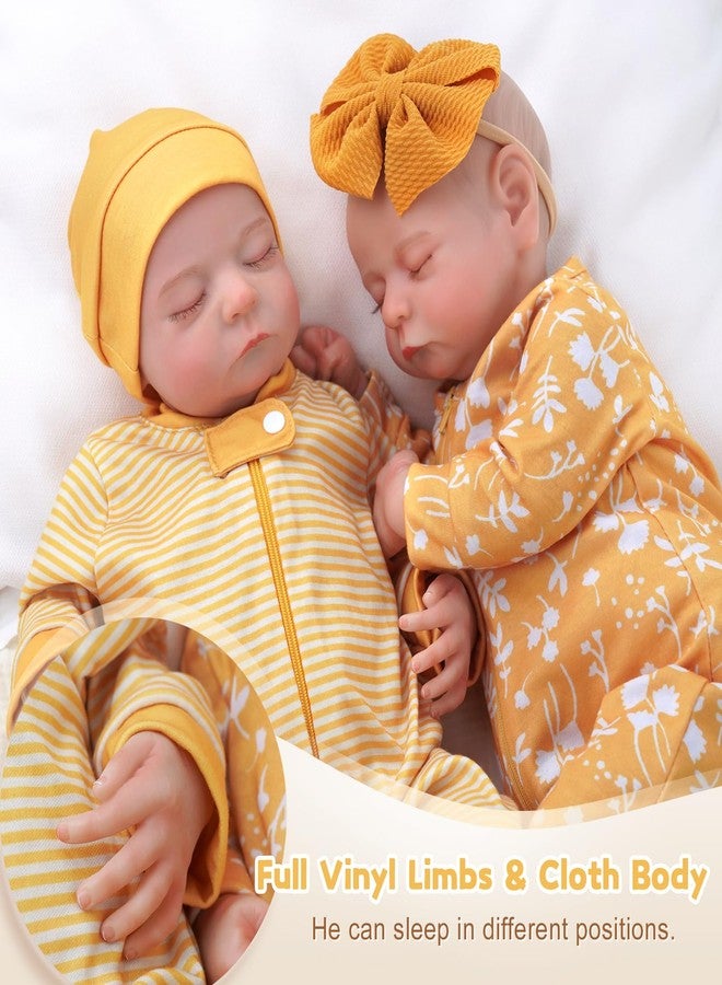 ADFO Lifelike Reborn Baby Dolls Twins, 20 inch Realistic Newborn Real Life Baby Boy Girl Dolls Soft Vinyl Baby Dolls with Clothes and Toy Gift for Kids Age 3+ - Image 3